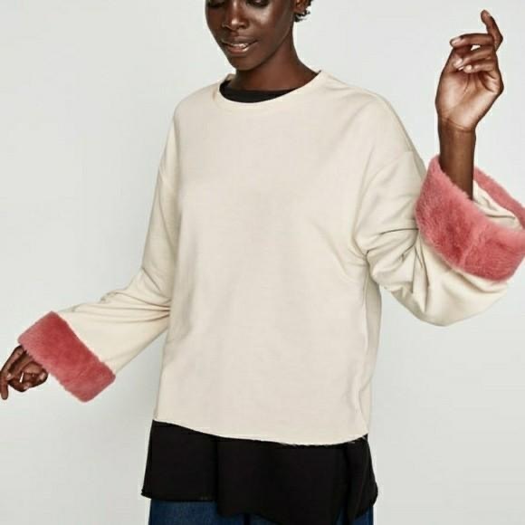 Lightweight Sweater with Faux Fur Cuffs - Picture 8 of 8